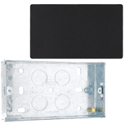 BG Evolve Matt Black 2 Gang Double Blank Plate PCDMB95B with 25mm Steel Back Box