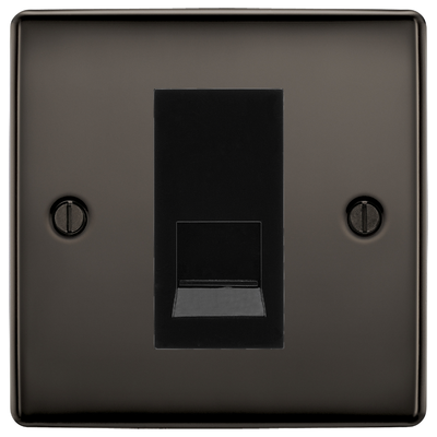 BG Nexus Black Nickel Single Master Telephone Socket, Screw Terminal - Black Inserts by British General (BG-NBNBTMS1B)