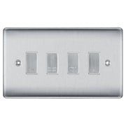 BG Brushed Steel 4 Gang Engraved Custom Labelled Appliance Grid Switch by British General (BG-Brushed-Steel-Custom-4Gang-Switch)