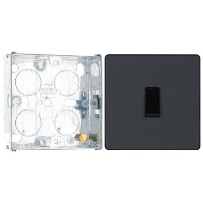 BG Evolve Matt Grey 1 Gang 20A 16AX Intermediate Light Switch PCDMG13B with 25mm Steel Back Box