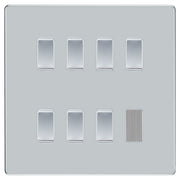 BG Polished Chrome Screwless 7 Gang Light Switch 2 Way Custom Grid Switch Mirror by British General (BG-SCL-PC-7G-CUSTOM-LIGHT-SWITCH)