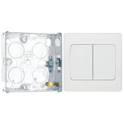 BG Evolve Pearlescent White 20 Amp 16AX Double Wide Rocker Light Switch PCDCL42WW with 25mm Steel Back Box