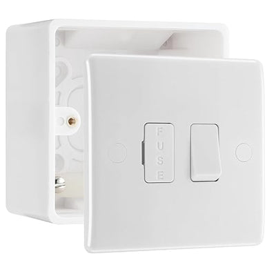 BG Nexus 13A 2 Pole Switched Fused Connection Unit White & 50mm Pattress Back Box by British General (BG-850+877)
