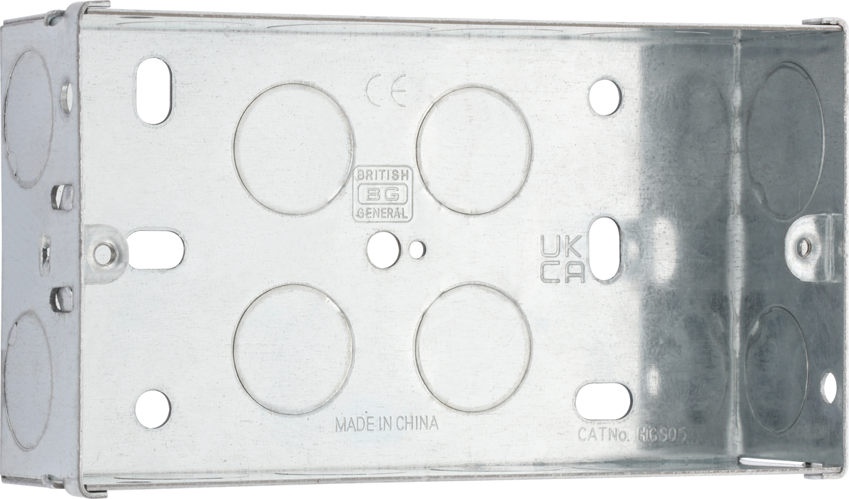 BG Electrical HGS05 2 Gang 35mm Recessed Metal Box