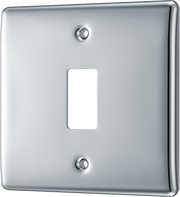 BG RNPC1 Nexus Grid Polished Chrome 1 Module Front Plate by British General (BG-RNPC1-Shopify-SA_1)