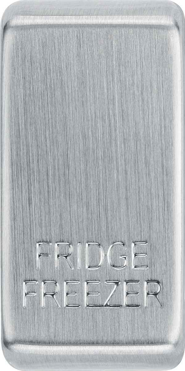  RRFFBS Front - This brushed steel finish rocker can be used to replace an existing switch rocker in the British General Grid range for easy identification of the device it operates and has 'FRIDGE FREEZER' embossed on it.