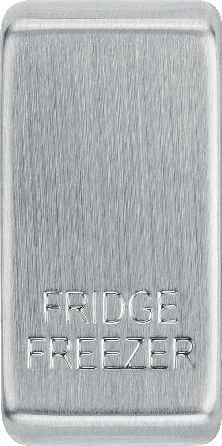  RRFFBS Front - This brushed steel finish rocker can be used to replace an existing switch rocker in the British General Grid range for easy identification of the device it operates and has 'FRIDGE FREEZER' embossed on it.