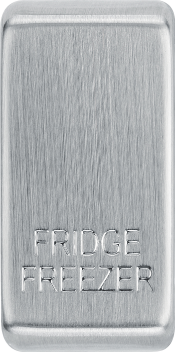  RRFFBS Front - This brushed steel finish rocker can be used to replace an existing switch rocker in the British General Grid range for easy identification of the device it operates and has 'FRIDGE FREEZER' embossed on it.
