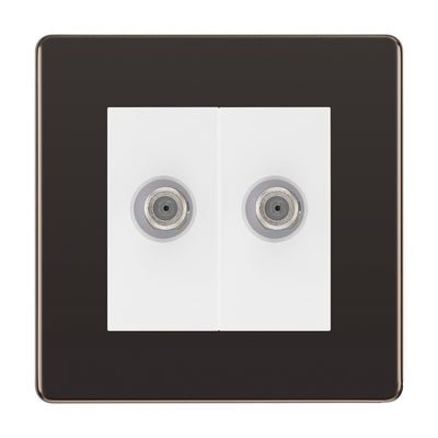 BG Screwless Black Nickel Double Satellite Socket FBN642W by British General (BG-FBN642W)