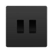 BG Evolve Black Chrome 2 Gang Intermediate Custom Grid Light Switch by British General (BG-Evolve-BC-2G-CUSTOM-2xINT-SWITCH)