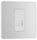 BG PCDBSBTS1W Brushed Steel Evolve 1 Gang Secondary Telephone Outlet - White Insert