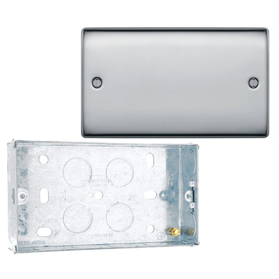 BG Nexus Polished Chrome Double Blanking Plate NPC95 with 25mm Steel Back Box by British General (BG-NPC95+HGS04)