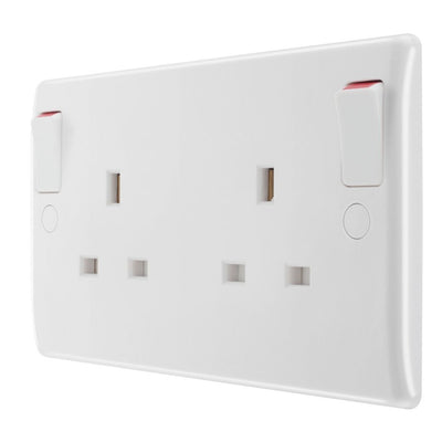 BG Nexus 13A DP Double Socket + Outboard Rockers White & 32mm Pattress Back Box