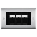 BG Nexus Brushed Steel 3 Gang RJ45 Cat5e Data Socket Black Inserts