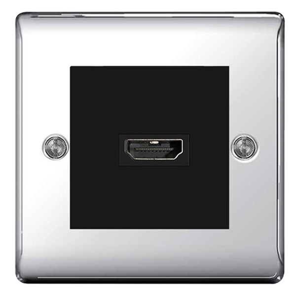 BG Nexus Polished Chrome HDMI Socket Black insert