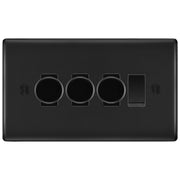 BG Matt Black 4 Gang Switch 3x Trailing Edge LED Dimmer 1x 2 Way Custom Grid Switch by British General (NEXUS-MB-CUSTOM-4GANG-3xDIMMER-1x 2WAY)