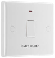 BG 833WH White Round Edge 20A DP Switch marked Water Heater + Neon + Cable Outlet by British General (BG-833WH)