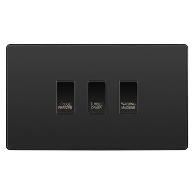 BG Evolve Black Chrome Custom Appliance Grid Switch 3 Gang Screwless