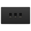 BG Evolve Black Chrome Custom Appliance Grid Switch 3 Gang Screwless
