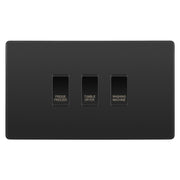 BG Evolve Black Chrome Custom Appliance Grid Switch 3 Gang Screwless by British General (BG-EVOLVE-BC-3GANG-APPLIANCE)