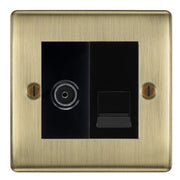 BG Nexus Antique Brass TV Aerial & BT Telephone Outlet Plate — Screened + IDC - Black