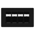 BG Screwless Matt Black 4 Gang RJ45 Cat5e Data Socket Black Inserts