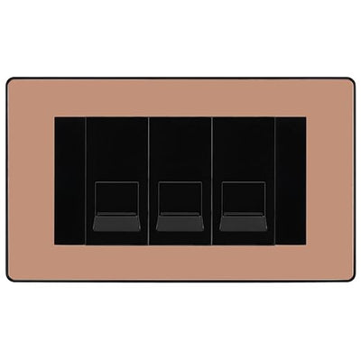 BG Evolve Polished Copper 3 Gang RJ11 Telephone Socket Euro Module - Black Insert by British General (BG-PCDCPRJ113B)