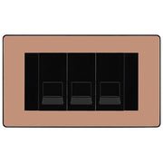 BG Evolve Polished Copper 3 Gang RJ11 Telephone Socket Euro Module - Black Insert by British General (BG-PCDCPRJ113B)