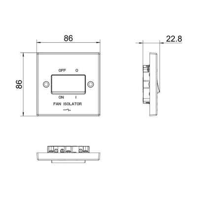 BG 915 Moulded Square Edge | White | 1 Gang 10AX 3 Pole Fan Isolator Switch by British General (BG-915)