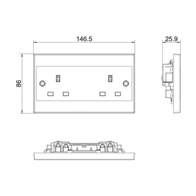 BG 924 Moulded Square Edge | White | 2 Gang 13A Unswitched Socket by British General (BG-924)