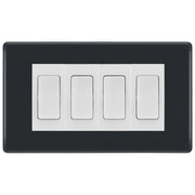 BG Part M 4 Gang 16AX Intermediate Light Switch Graphite - White Insert