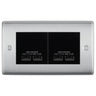 BG Nexus Brushed Steel 4G Euro Plate with 2X USB-A Dual Chargers – Black Insert by British General (BG-NBSEMR4+EMUSB3B)