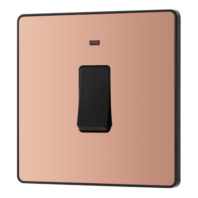 BG Evolve Polished Copper 20A Double Pole LED Switch PCDCP31B with 25mm Steel Back Box