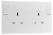 BG 822DPOB Moulded Round Edge | White | 13A DP Double Socket + Outboard Rockers by British General (BG-822DPOB)