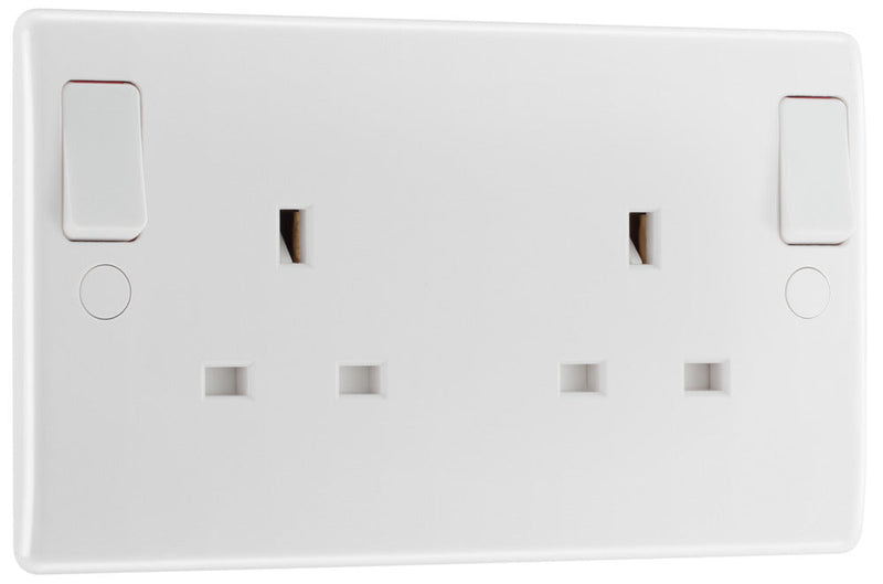 BG 822DPOB Moulded Round Edge | White | 13A DP Double Socket + Outboard Rockers