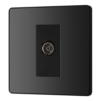 BG Evolve Black Chrome Single Co-Axial Socket PCDBC60B with 35mm Steel Back Box