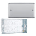 BG Nexus Brushed Steel Double Blank Plate NBS95 and 25mm Steel Back Box