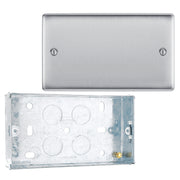 BG Nexus Brushed Steel Double Blank Plate NBS95 and 25mm Steel Back Box by British General (BG-NBS95+HGS04)