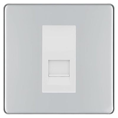 BG Screwless Polished Chrome Single IDC Secondary Telephone Socket - White Insert by British General (BG-FPCBTS1W)