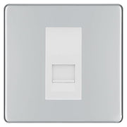 BG Screwless Polished Chrome Single IDC Secondary Telephone Socket - White Insert by British General (BG-FPCBTS1W)