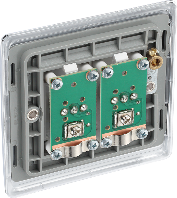 NPC63 Back - This isolated coaxial socket from British eneral has 2 connection points for TV or FM coaxial  to yoaerial conneGctions.