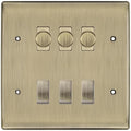BG Nexus Antique Brass 6 Gang Switch 3x Trailing Edge LED Dimmer 3x 2Way Custom Switch