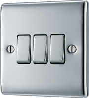 BG NPC43 Nexus Metal Polished Chrome 3 Gang 10A 10AX 2 Way Plate Switch by British General (BG-NPC43-Shopify-SA_1)
