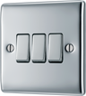 BG NPC43 Nexus Metal Polished Chrome 3 Gang 10A 10AX 2 Way Plate Switch by British General (BG-NPC43-Shopify-SA_1)