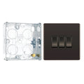 BG Screwless Black Nickel 20A 16AX 2 Way Triple Light Switch FBN43 with 25mm Steel Back Box