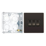 BG Screwless Black Nickel 20A 16AX 2 Way Triple Light Switch FBN43 with 25mm Steel Back Box