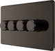 FBN84 Side -This trailing edge quadruple dimmer switch from British General allows you to control your light levels and set the mood. The intelligent electronic circuit monitors the connected load and provides a soft-start with protection against thermal, current and voltage overload.