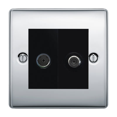 BG Nexus Metal Polished Chrome TV & Satellite Socket NPC65B
