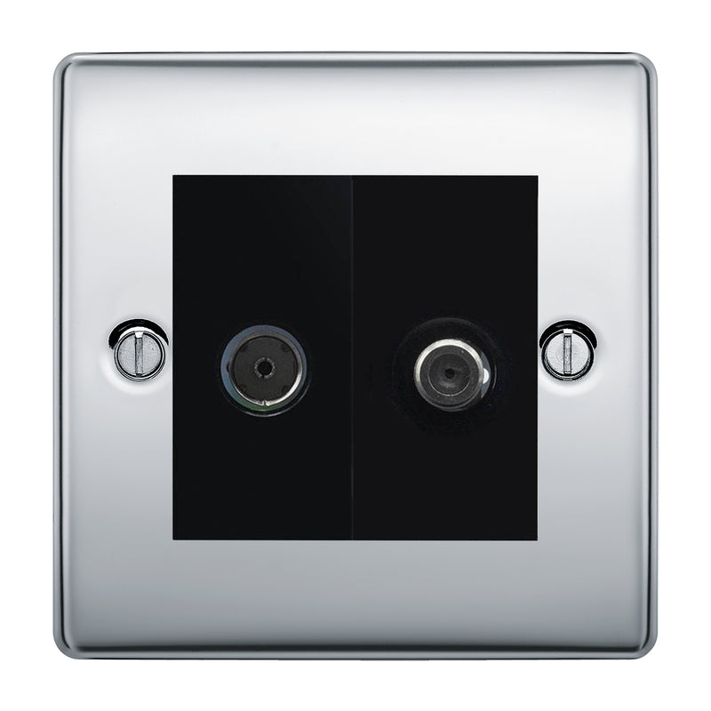 BG Nexus Metal Polished Chrome TV & Satellite Socket NPC65B