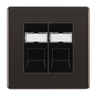 BG Screwless Black Nickel 2 Gang RJ45 Data Socket FBNRJ452B Black Inserts by British General
